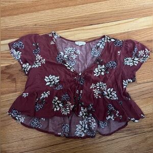 Pink flowy floral crop top